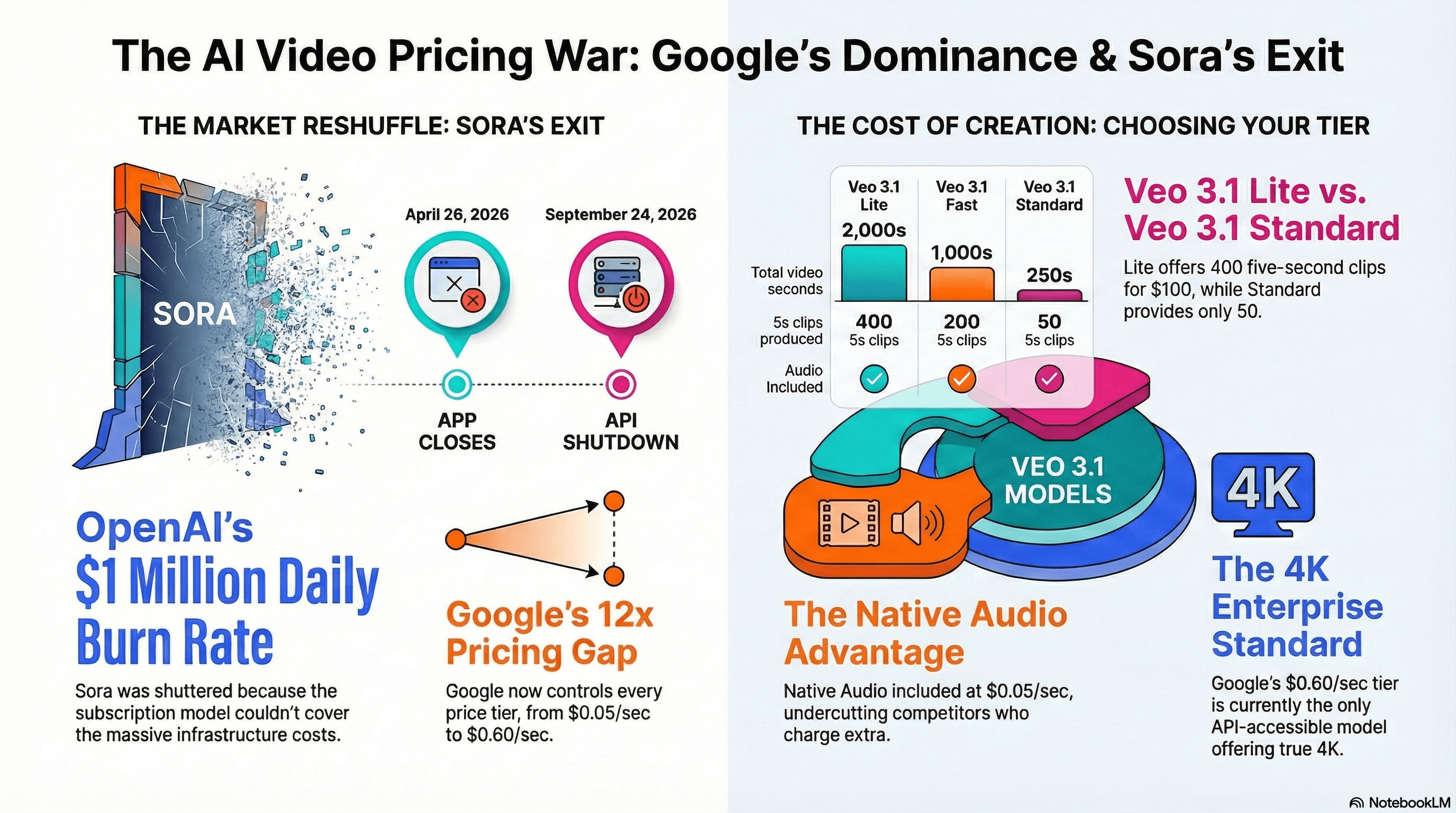 Google Just Made AI Video 50% Cheaper. OpenAI Killed Sora. Here's the New Pricing Math.