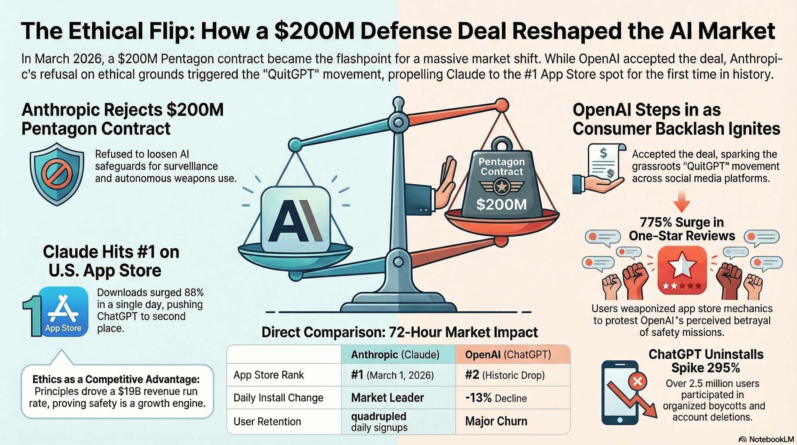 Claude Dethroned ChatGPT. A Pentagon Deal and 2.5M Angry Users Made It Happen. - AI-powered book insights and learning